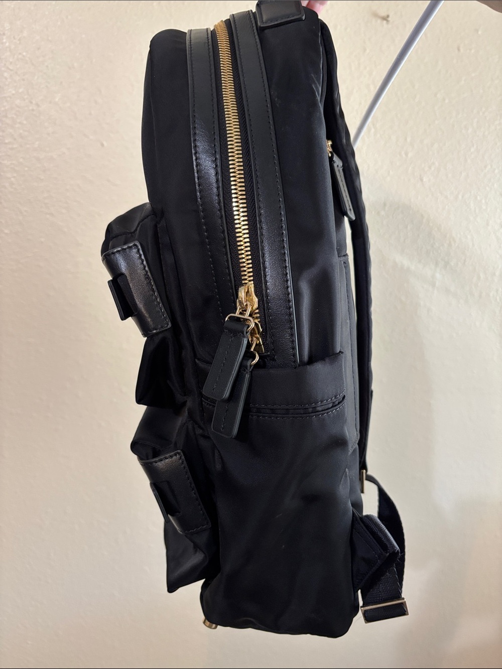 caraa Black Backpack with Gold Zippers - Picture 4 of 12